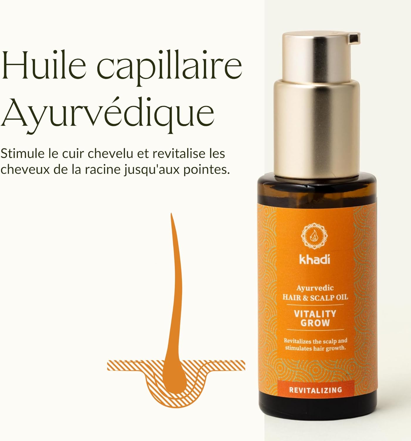 VITALITY GROW Huile capillaire Ayurvédique - Romarin pour plus de volume et une croissance capillaire accélérée - 100% naturelle et végétale - 50 ml