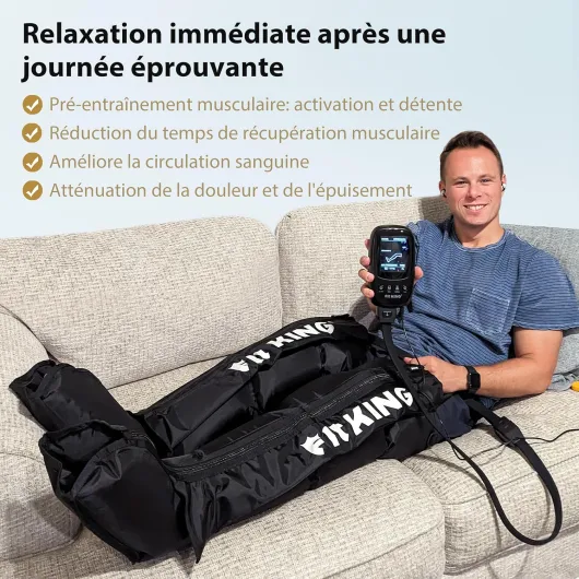 FIT KING Massage Jambes Bottes Pressothérapie pour la Récupération Appareil de Massage pour Jambes et Pieds Soulager les Jambes Lourdes et Amélioration des Performances Sportives M-pas de chauffage
