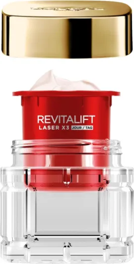 L'Oréal Paris - Kit de Découverte - Soin Profond Visage Anti-Âge - Crème de Jour Triple Action - À l'Acide Hyaluronique, Pro-Rétinol & Vitamine C - Tous Types de Peaux - Revitalift Laser X3 - 2x 50 ml Kit Creme Rechargeable