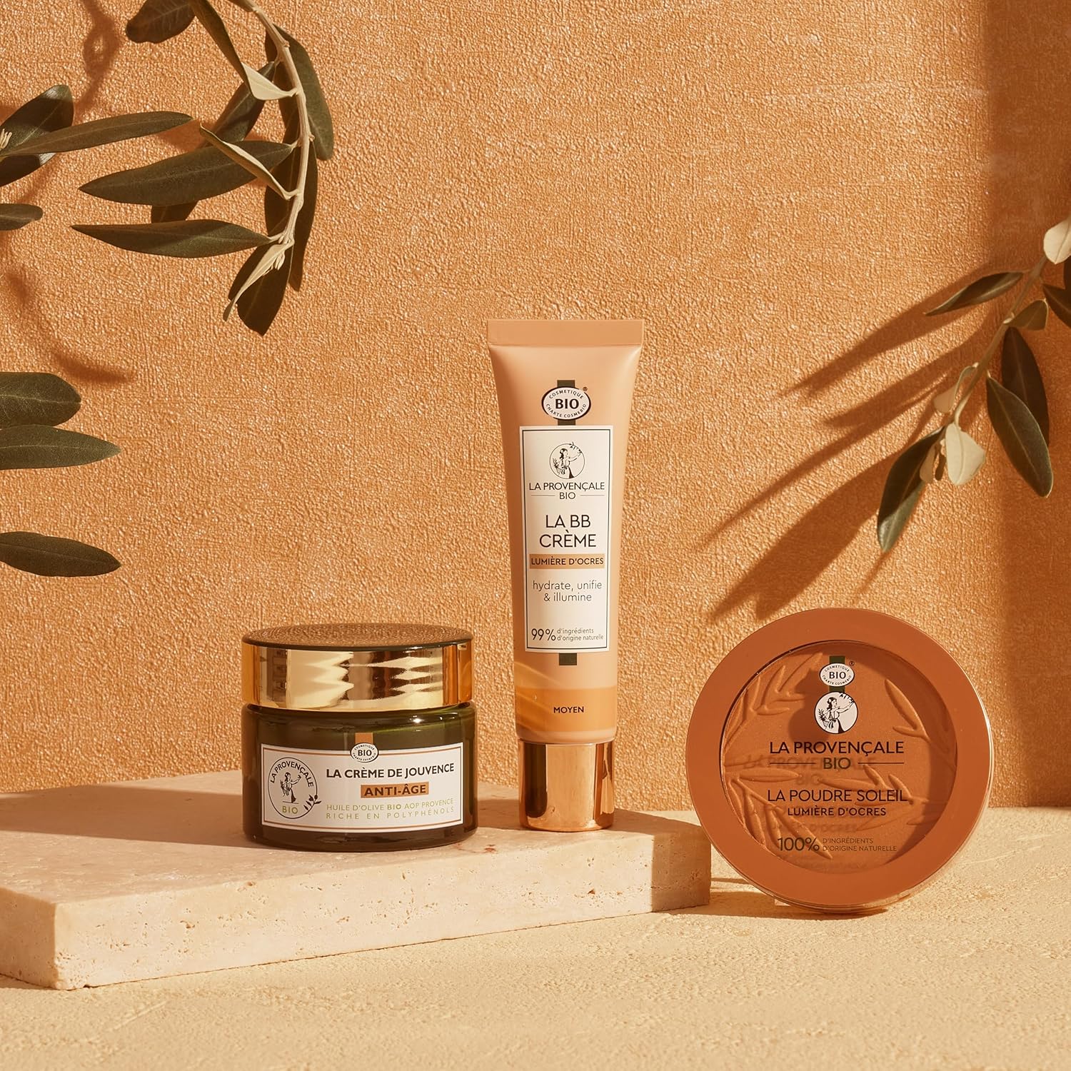 Bio - Routine Maquillage & Soin - 3 produits Bio & Naturel - BB Crème, Crème de Jouvence Anti-âge et Poudre Bonne mine La Crème de Belle Mine de Provence