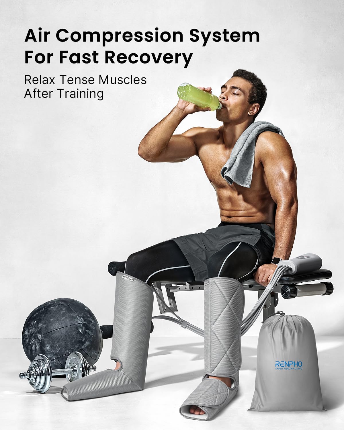 Appareil de massage des jambes à air pour la relaxation des muscles, masseur des pieds et des mollets pour réduire la fatigue avec 5 modes 4 intensités, enveloppements de jambes surdimensionnés A2-Normale