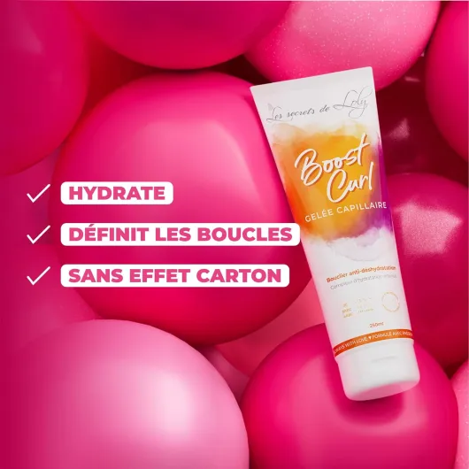 Boost Curl – Gelée coiffante Hydratation & définition des boucles – Cheveux ondulés, bouclés et frisés – 97% d'origine naturelle – 250 ml