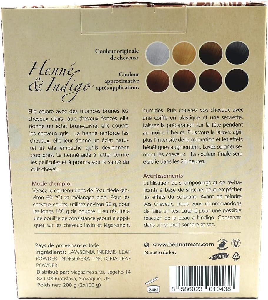 Henné & Indigo - Brune - Coloration naturelle & Soin capillaire - En poudre - 200g