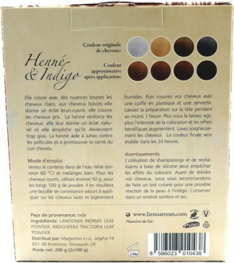 Henné & Indigo - Brune - Coloration naturelle & Soin capillaire - En poudre - 200g