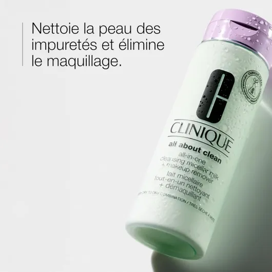 Clinique All About Clean Lait Micellaire Nettoyant + Démaquillant Tout-en-Un, 200 ml