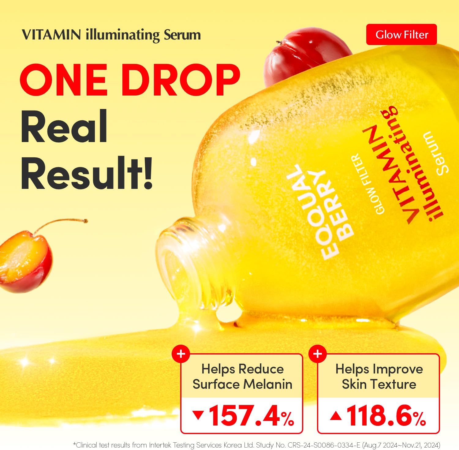 EQQUALBERRY Vitamin Illuminating Serum 30ml – Sérum Visage Éclat avec Vitamine C d’Acerola, Niacinamide et Arbutine – Hydratation et Teint Uniforme, Soin Coréen