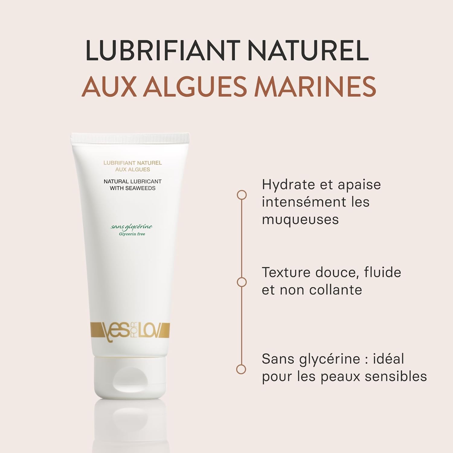 Lubrifiant Naturel aux Algues Bio Sans Glycérine – Gel Lubrifiant Hydratant Intime – Base Eau, Made in France – Texture Non Collante – Compatible Préservatifs – 100 ml