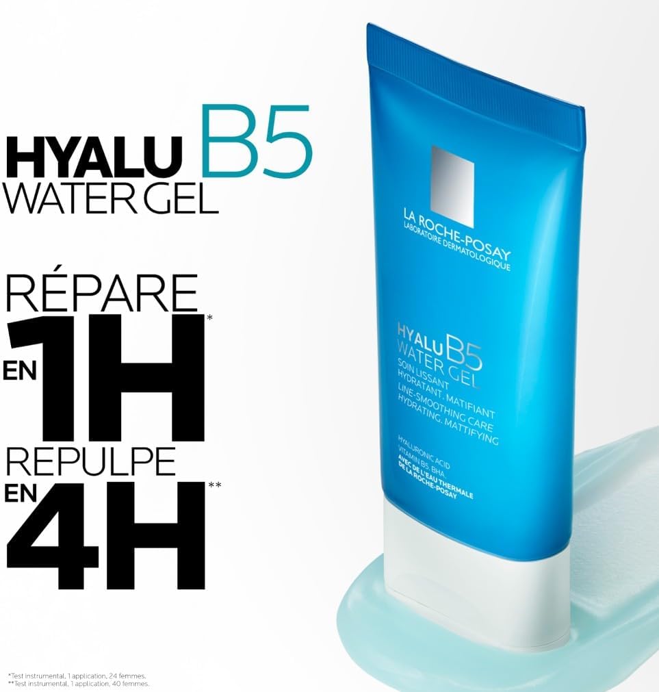 La Roche-Posay, Hyalu B5, Gel-en-Eau Lissant, Hydratant et Matifiant, Anti-Rides, Soin Visage, Enrichie en Acide Hyaluronique, Vitamine B5 et BHA, Tous Types de Peaux, 40 ml