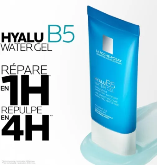 La Roche-Posay, Hyalu B5, Gel-en-Eau Lissant, Hydratant et Matifiant, Anti-Rides, Soin Visage, Enrichie en Acide Hyaluronique, Vitamine B5 et BHA, Tous Types de Peaux, 40 ml
