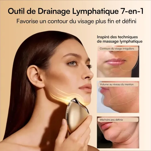 INIA Appareil de massage 7 en 1 pour le visage et le cou avec thérapie par lumière rouge, mode chaud et cryomode, purification et raffermissement