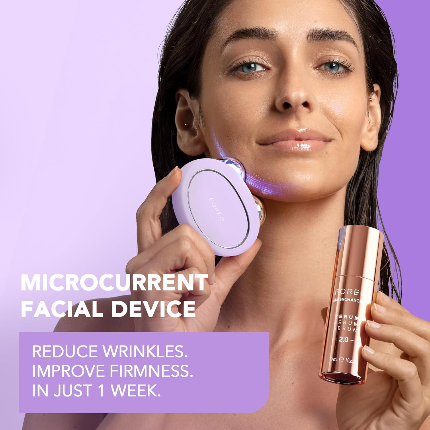BEAR 2 Appareil micro courant visage liftant et tonifiant avancé - Sculptant anti-âge - Lifting visage instantané - Raffermir, modeler - Non invasif - Lavender