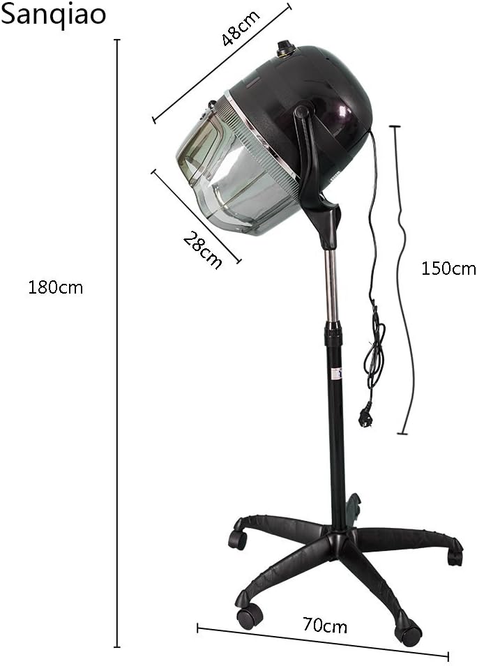 Casque Chauffant Professionnel sur pied, Casque Sèche-Cheveux avec Minuterie pour salon de Coiffure, Hauteur et Température Réglables, Noir & 950 W