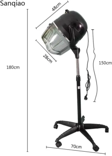 Casque Chauffant Professionnel sur pied, Casque Sèche-Cheveux avec Minuterie pour salon de Coiffure, Hauteur et Température Réglables, Noir & 950 W