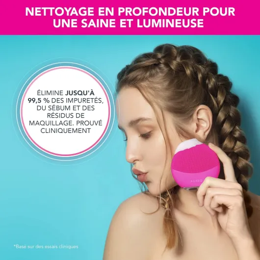 LUNA mini 3 Brosse nettoyante visage - Accessoires voyage - Appareil de massage - Silicone ultra-hygiénique - Brosse facile d'utilisation - Brosse électrique - Connecté à l'app - Fuchsia Luna Mini 3 Fuchsia