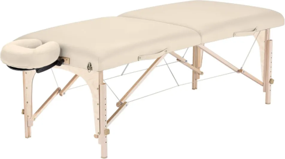 Table de massage mobile Harmony DX REIKI - Ensemble complet en bois d'érable avec appui-tête Deluxe réglable et sac - Qualité aéronautique - Plaques d'extrémité Reiki