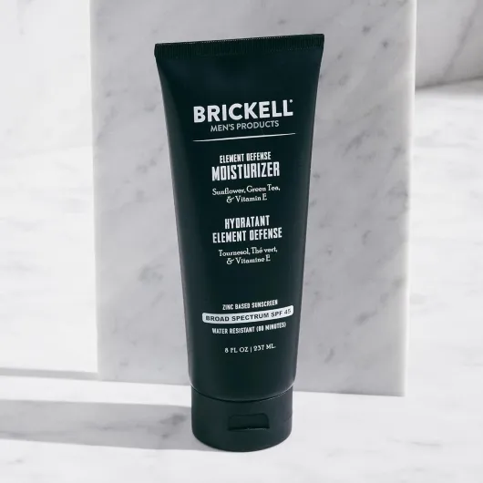 Brickell Hydratant Element Defense Avec SPF45 Pour Hommes, Naturel Et Biologique, Crème Solaire Au Zinc SPF45, Hydrate Et Protège La Peau Contre Les Rayons UVA/UVB, 236 Millilitres, Non Parfumé