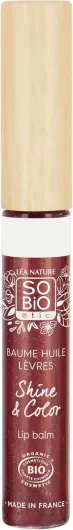 LÉA NATURE SO BiO étic- Baume huile à lèvres certifié bio – Shine&Color - Diamant rosé - Lèvres nourries & brillantes - Texture non-collante - Synergie d'huiles végétales-Vegan-Made in France - 5 ml