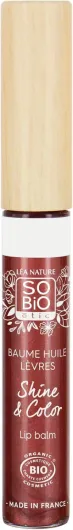 LÉA NATURE SO BiO étic- Baume huile à lèvres certifié bio – Shine&Color - Rose précieux - Lèvres nourries & brillantes - Texture non-collante - Synergie d'huiles végétales - Vegan-Made in France -5 ml
