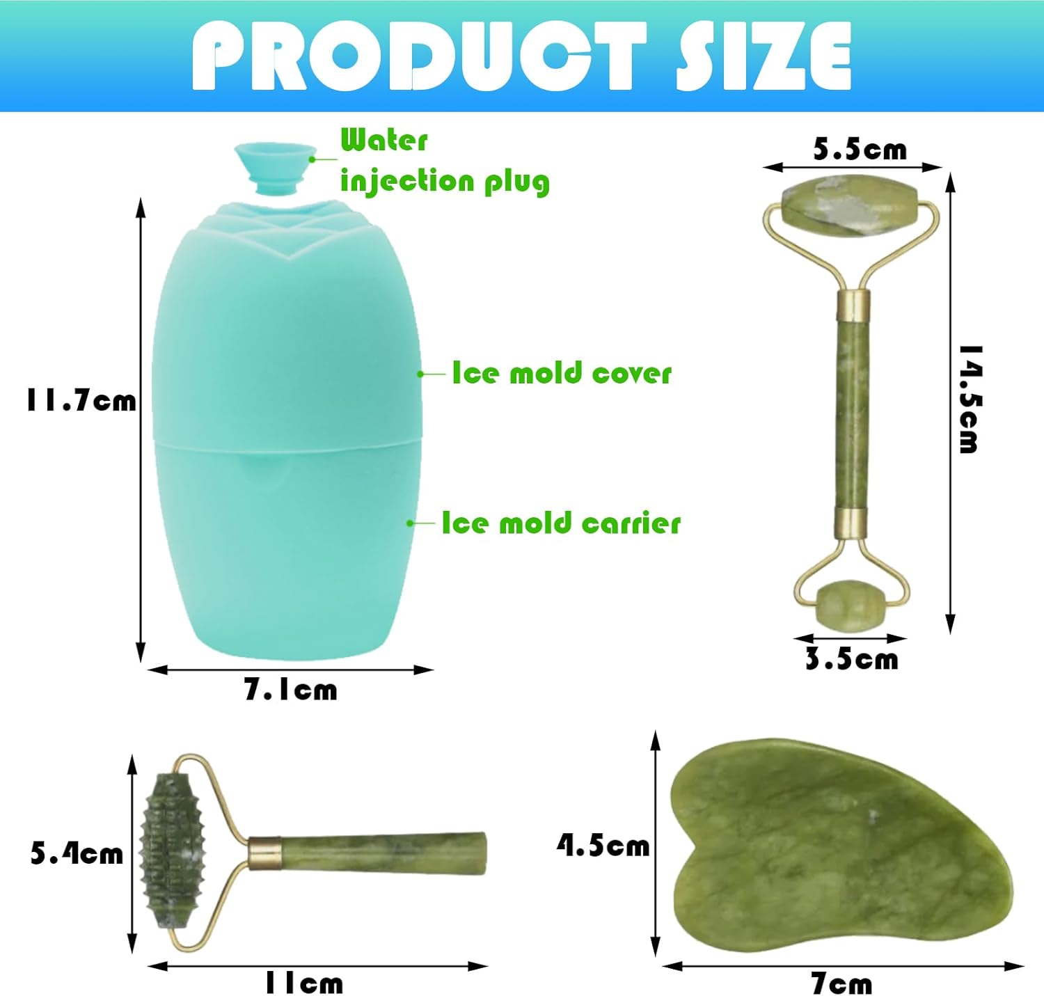 DKDDSSS Gua Sha Visage Corps, Kits de Massage Jade Roller et Gua Sha Ice Roller Visage, Outil de Massage Facial Gua Sha, Rouleau Massage Visage, Pierre Gua Sha pour le Visage Anti-âge Anti-rides