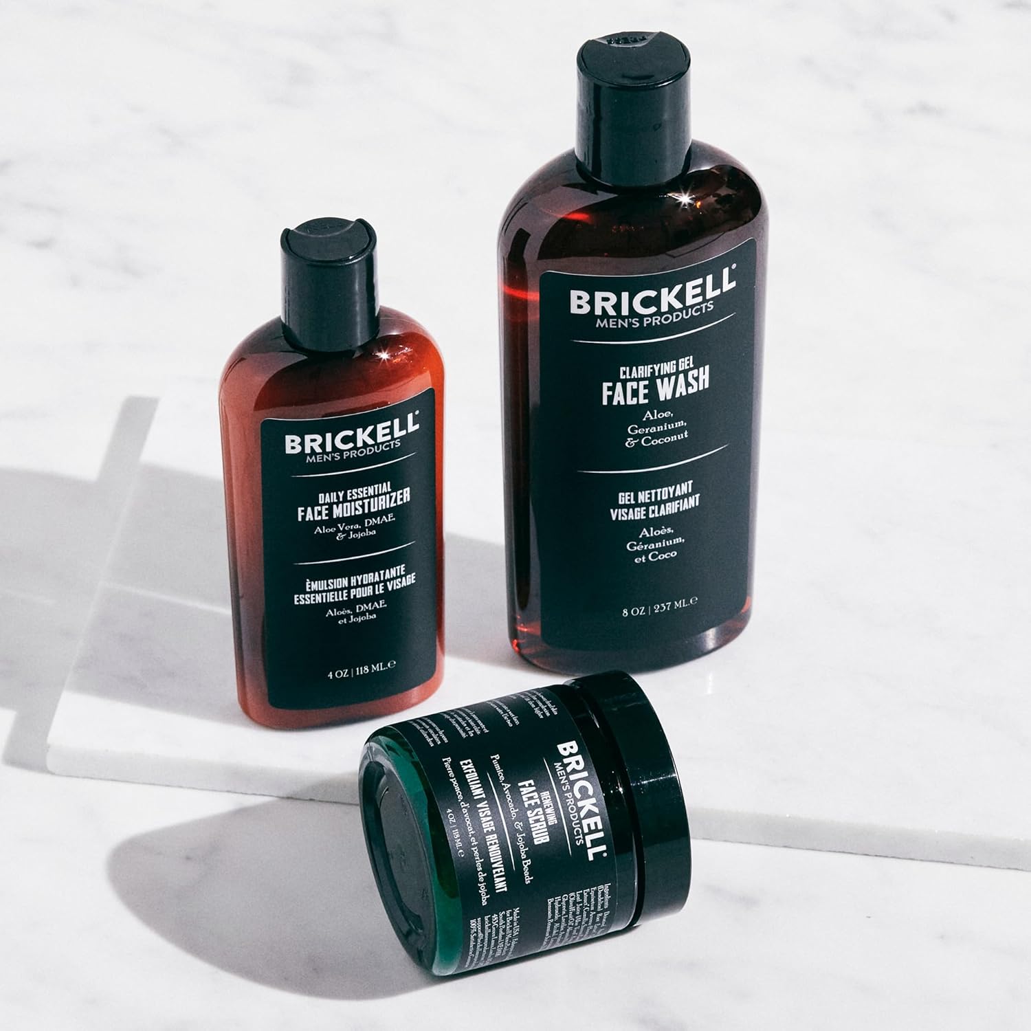 Brickell Men Daily Advanced Face Care Routine I, Gel Nettoyant Pour le Visage, Gommage Pour le Visage, Lotion Hydratante Pour le Wisage, Naturel et Biologique, Parfumé