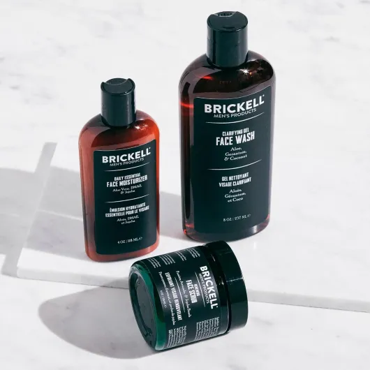 Brickell Men Daily Advanced Face Care Routine I, Gel Nettoyant Pour le Visage, Gommage Pour le Visage, Lotion Hydratante Pour le Wisage, Naturel et Biologique, Parfumé