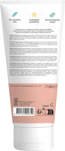 Crème solaire minérale - pour bébé et enfant - 0% de parfum - SPF 50 - Protection UVA et UVB - Résistant à l'eau - Testé dermatologiquement - Sans microplastiques - 175 ml 175 ml (Lot de 1)