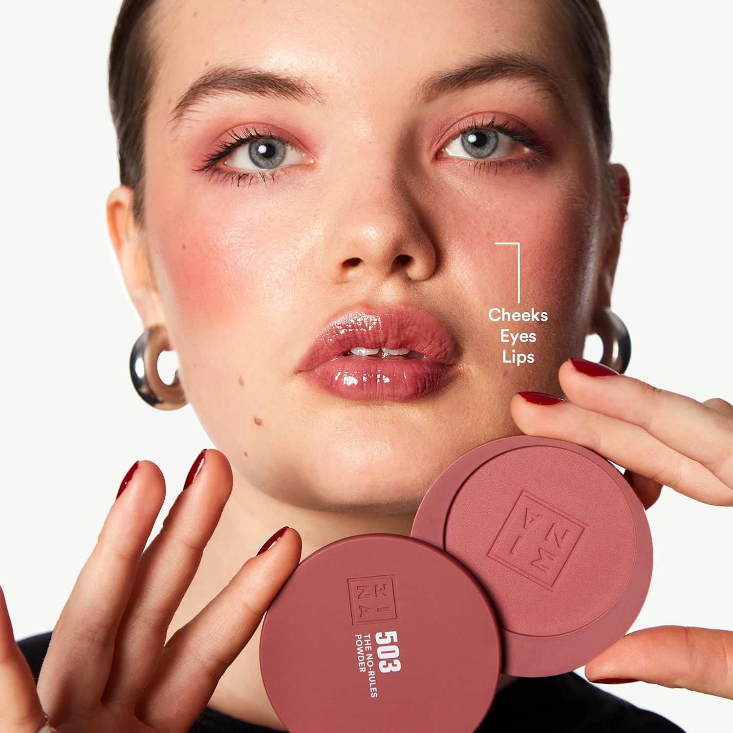 MAKEUP - The No-Rules Powder 503 - Rose nude - Poudre Compacte 3 en 1 Rose nude pour Yeux Lèvres et Joues - Poudre avec Acide Hyaluronique et Céramides - Formule Légère - Vegan - Cruelty Free