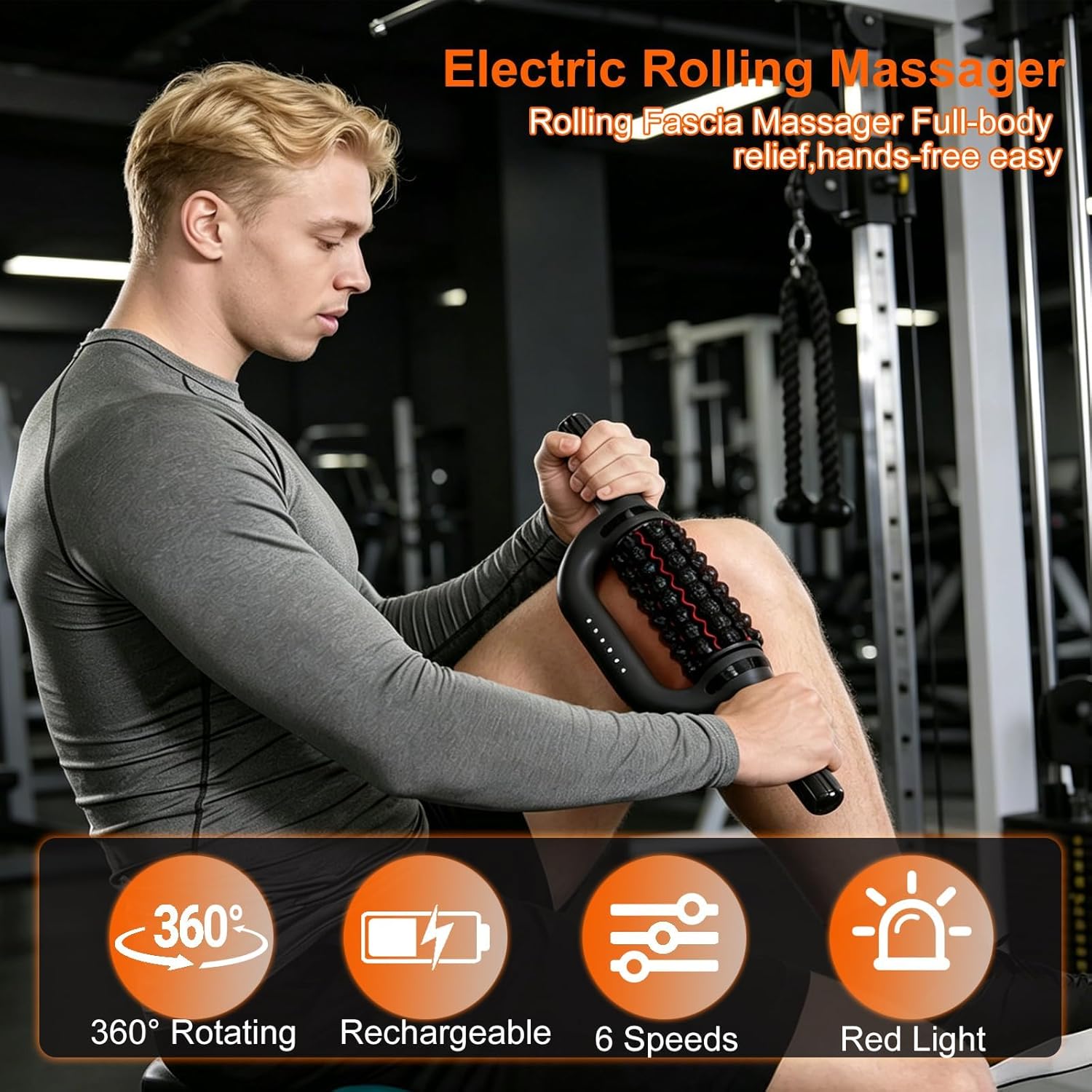 Rouleau de Massage Électrique Anti Cellulite avec Redlight - 6 Vitesses, Corps (jambes, bras, dos, mollets, pieds) – Drainage lymphatique, soutien lymphœdème/lipœdème