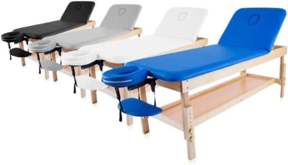 QUIRUMED Table de Massage Fixe en Bois avec Dossier et Plateau rabattables, Noire, 186 x 70 cm, Bois, Simili-Cuir, Hauteur réglable, Plateau pour accoudoirs, Trou pour Le Visage, jusqu'à 180 kg