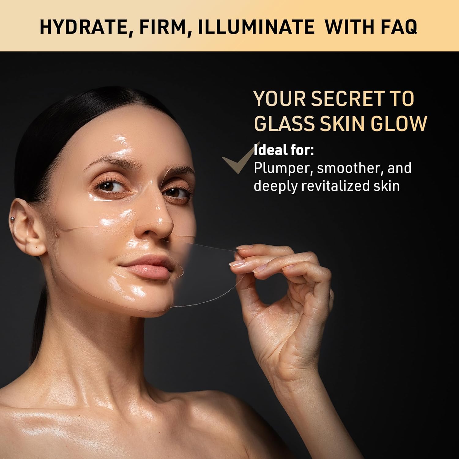 Masque LED FAQ 202 8 couleurs + Masque Collagene FAQ Peau de Verre (5 pièces) – Hydrate, illumine et minimise les pores - Soins pour le visage à l’acide hyaluronique pour une peau éclatante et nourrie.