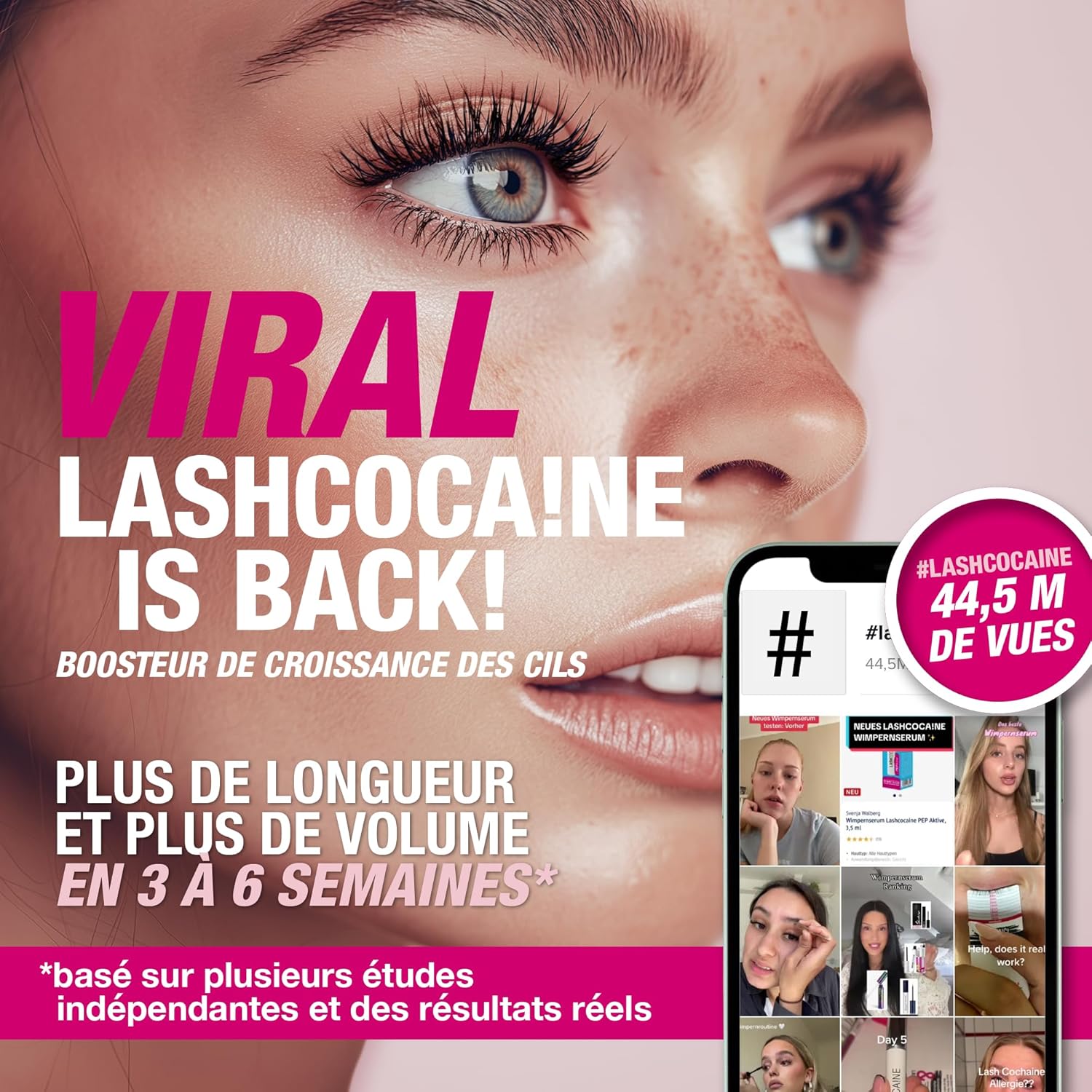 LASHCOCA!NE® Sérum professionnel pour des cils plus longs et fournis - Sérum végétalien de Svenja Walberg pour la croissance des cils I Booster pour une extension rapide des cils 3.5 ml (Lot de 1)