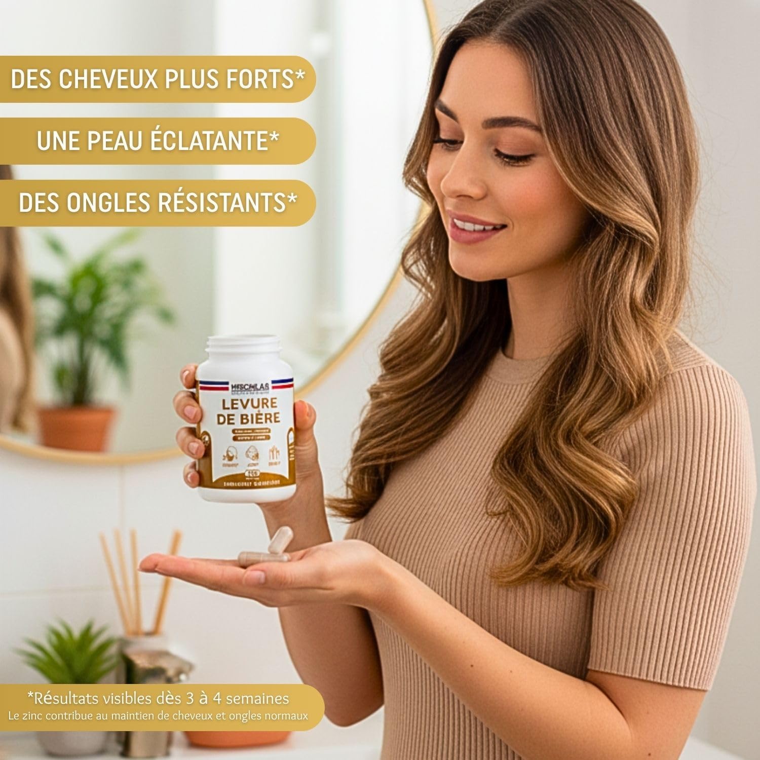 Levure de Bière Active - 280 gélules/2 mois - Pousse Cheveux - Haut dosage 1640mg Testé - Enrichi Vitamines & Minéraux - Complément Alimentaire Peau & Ongles - Laboratoire Français MIRONLAB 280 unité (Lot de 1)