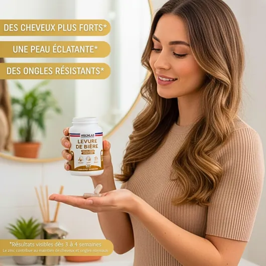 Levure de Bière Active - 280 gélules/2 mois - Pousse Cheveux - Haut dosage 1640mg Testé - Enrichi Vitamines & Minéraux - Complément Alimentaire Peau & Ongles - Laboratoire Français MIRONLAB 280 unité (Lot de 1)