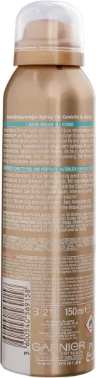 Ambre Solaire Spray autobronzant avec huile de noyau d'abricot, accélérateur de bronzage doré, 150 ml, Tous teints 150 ml (Lot de 1)