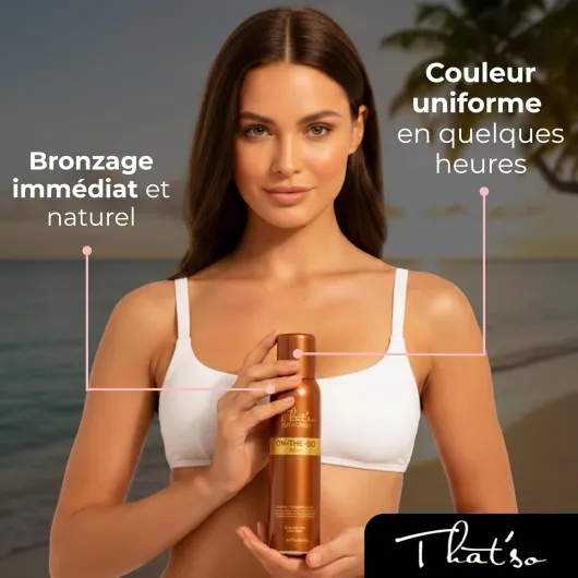 Spray Autobronzant Visage et Corps Dark 125ml Bronzage Instantané Naturel Effet Soleil Bronze DHA Longue Durée avec DHA Aloe Vera et Peptide Anti-Âge Teint Hâlé Uniforme Auto Bronzant Femme 125 ml (Lot de 1) On The Go Dark