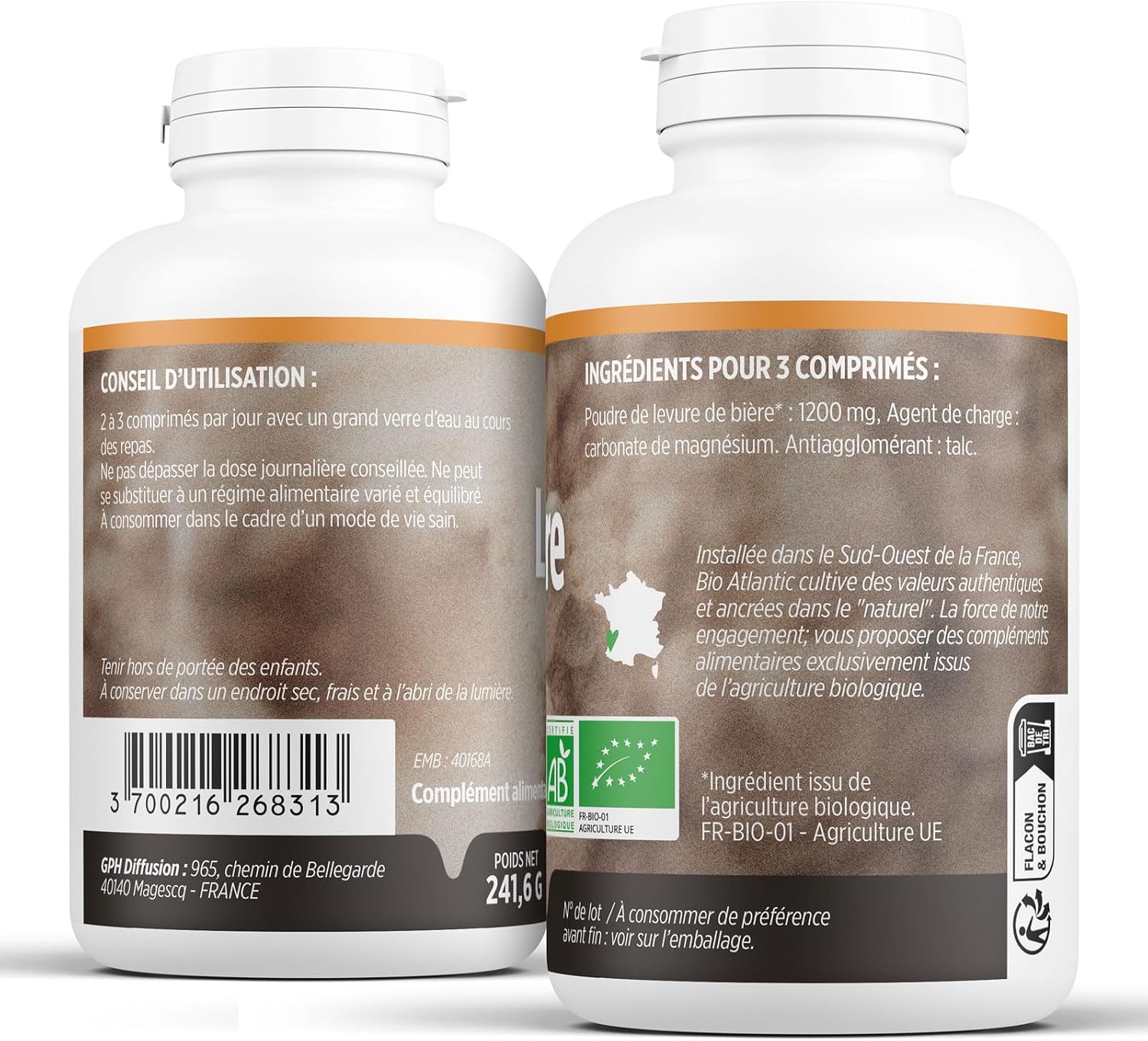 Levure de Bière Bio - Saccharomyces cerevisiae - 400mg - 400 Comprimés 400 unité (Lot de 1)