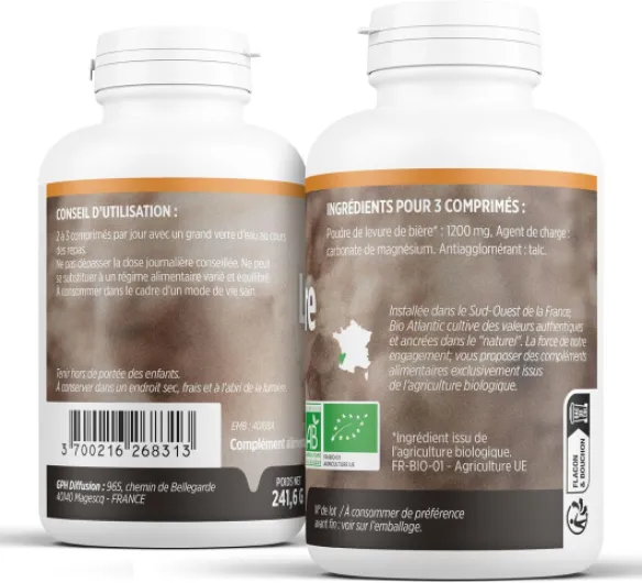 Levure de Bière Bio - Saccharomyces cerevisiae - 400mg - 400 Comprimés 400 unité (Lot de 1)