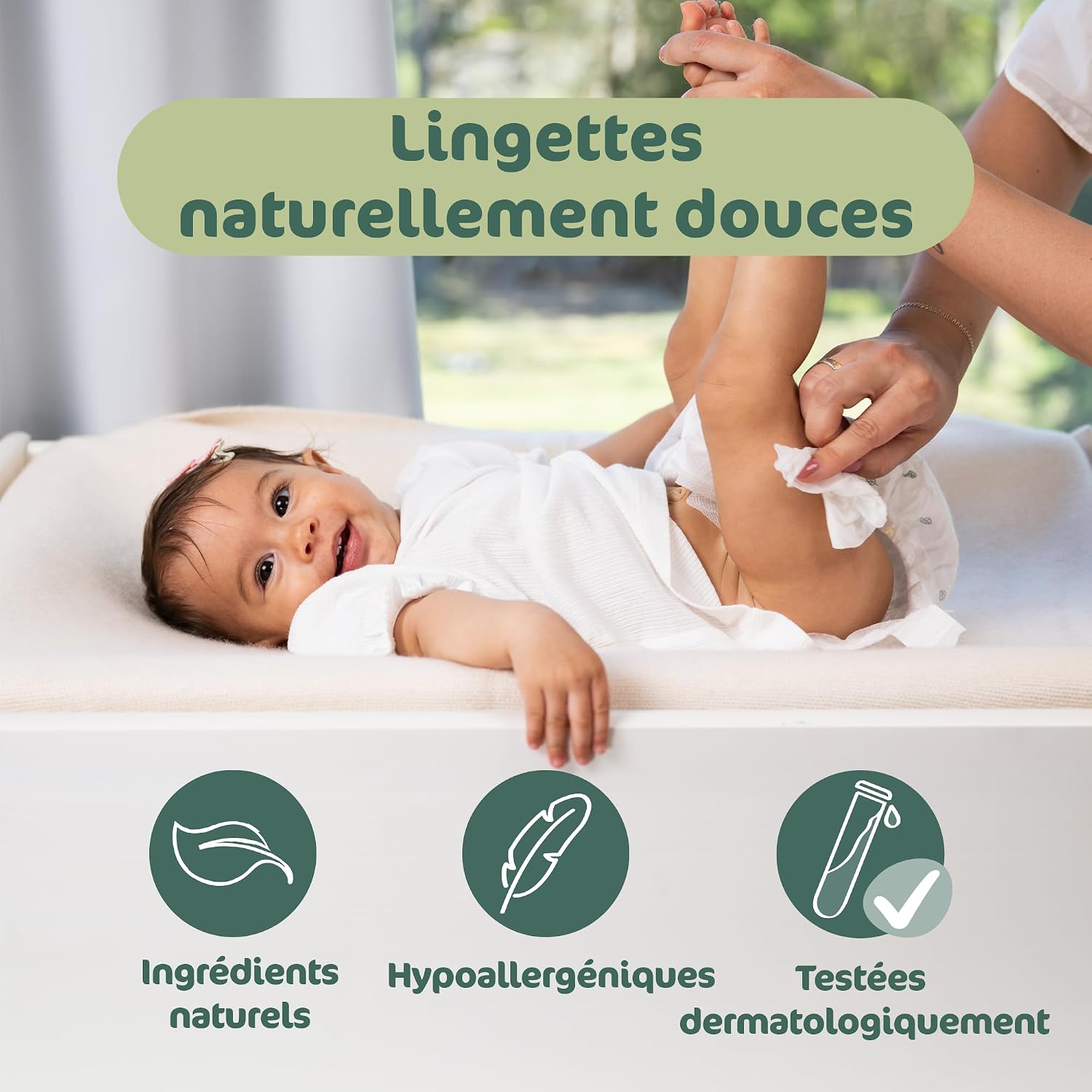Lingettes Bébé, 98% d'Eau & Hypoallergéniques, 168 unités (3 paquets) - Naturelles pour Peaux Sensibles, Sans Parfum, à base de plantes, Douces pour Nouveau-Nés & Tout-Petits 56 unité (Lot de 3)