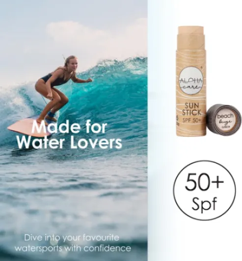 Stick Solaire Surf SPF 50+, Crème Minérale pour Surfeurs, Très Haute Protection du Visage, Naturelle et Vegan, Emballage sans Plastique, Alternative au Zinc Sunscreen, 20g – Beige