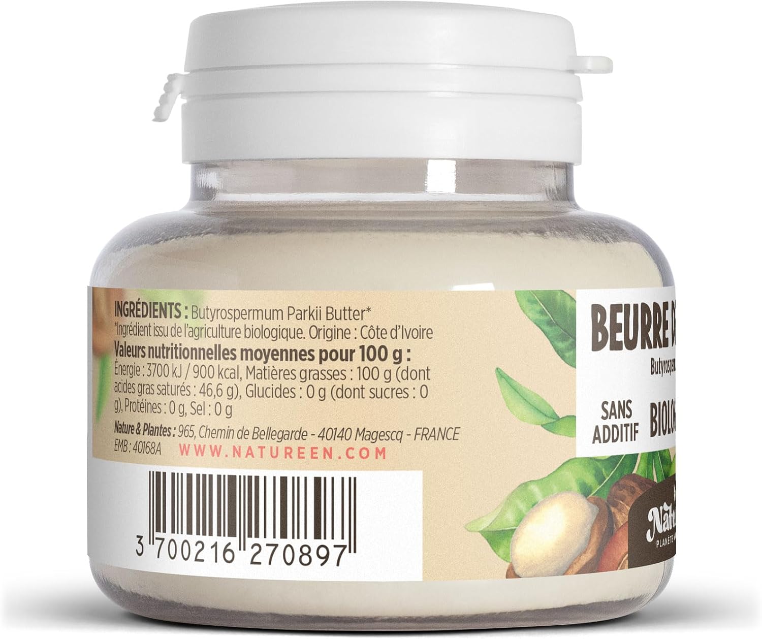Beurre de Karité Bio AB 100 g - Qualité alimentaire -100% Végétal - Sans Additifs - Cheveux - Corps - Visage - Pur - Végan