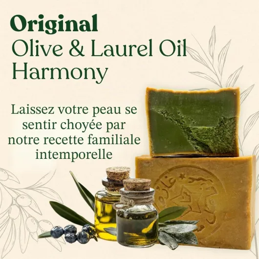 Savon d'Alep, huile d'olive & huile de laurier, 3 x env - 200 g - Original, savon à l'huile d'olive, savon naturel, fait main, emballage sans plastique Brun 200 g (Lot de 3) Huile d'olive et huile de laurier originales