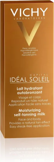 Vichy, Ideal Soleil, Lait Hydratant Auto-Bronzant, Hydratation & Bronzage Naturel, Enrichi en Eau Thermale Minéralisante, Pour Tous Types de Peau, 100 ml 100 ml (Lot de 2)